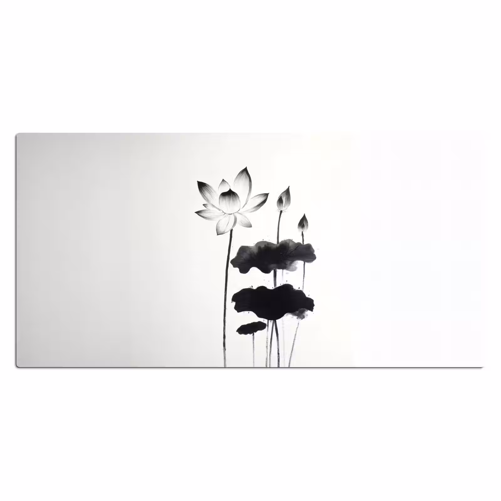 Bureau onderlegger - Bladeren - Zwart - Lotusbloem - Minimalitisch — 1