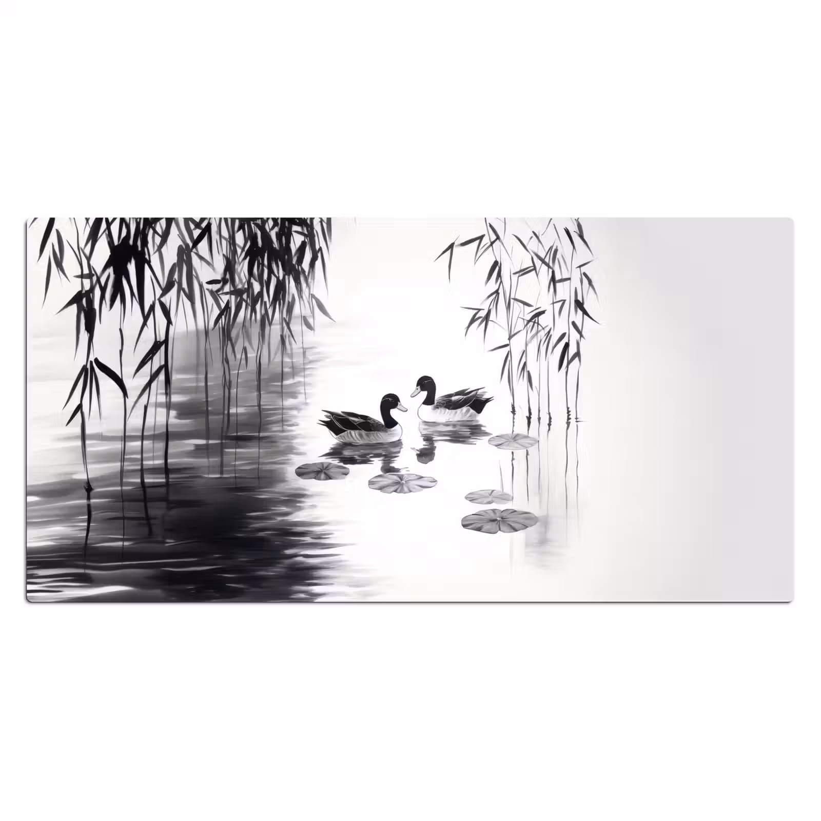 Bureau onderlegger - Eenden - Waterlelies - Riet - Zwart — 1