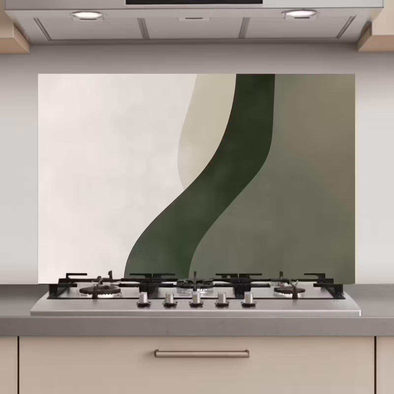 Spatscherm keuken - Japandi - Groen - Abstract - Modern — 1