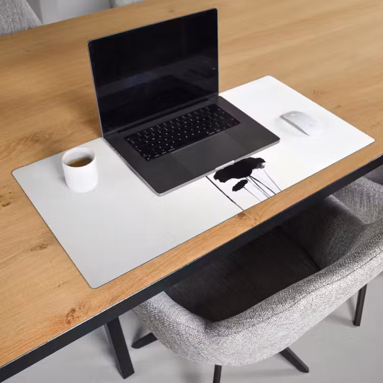 Bureau onderlegger - Bladeren - Zwart - Lotusbloem - Minimalitisch — 2