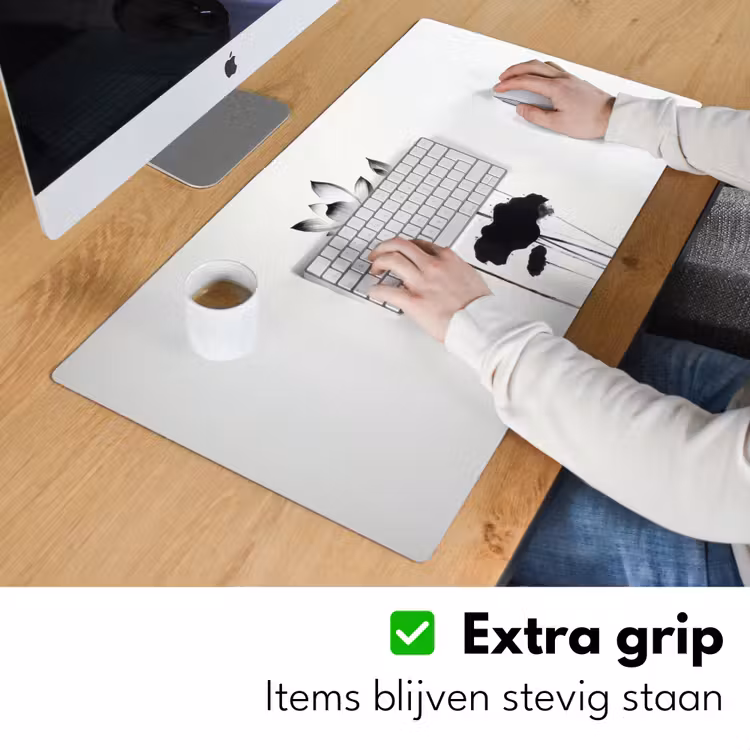 Bureau onderlegger - Bladeren - Zwart - Lotusbloem - Minimalitisch — 5