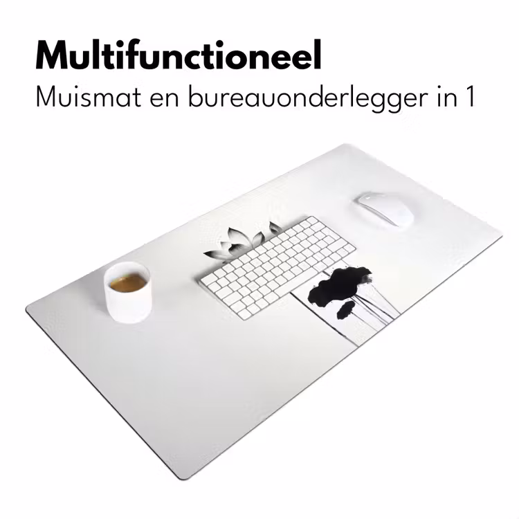 Bureau onderlegger - Bladeren - Zwart - Lotusbloem - Minimalitisch — 6