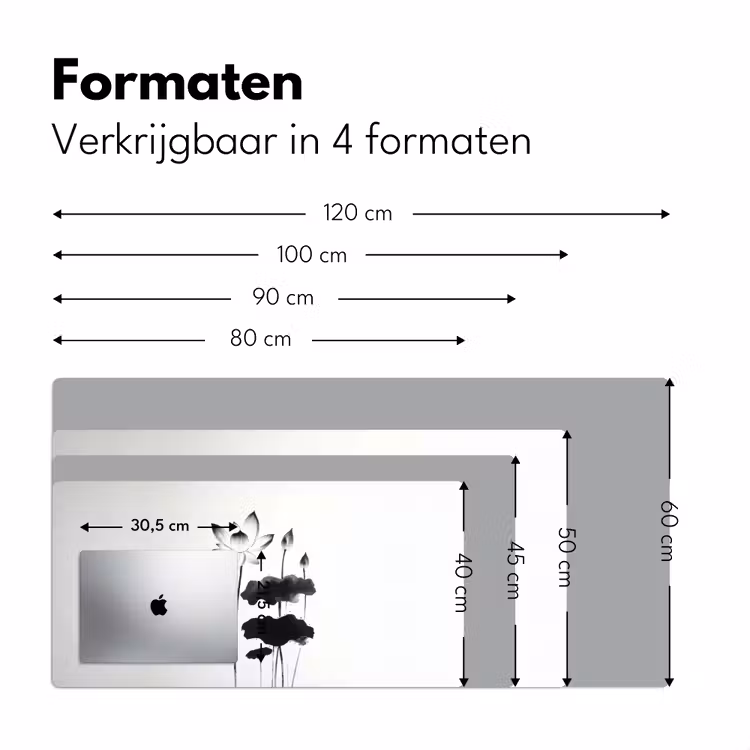 Bureau onderlegger - Bladeren - Zwart - Lotusbloem - Minimalitisch — 7