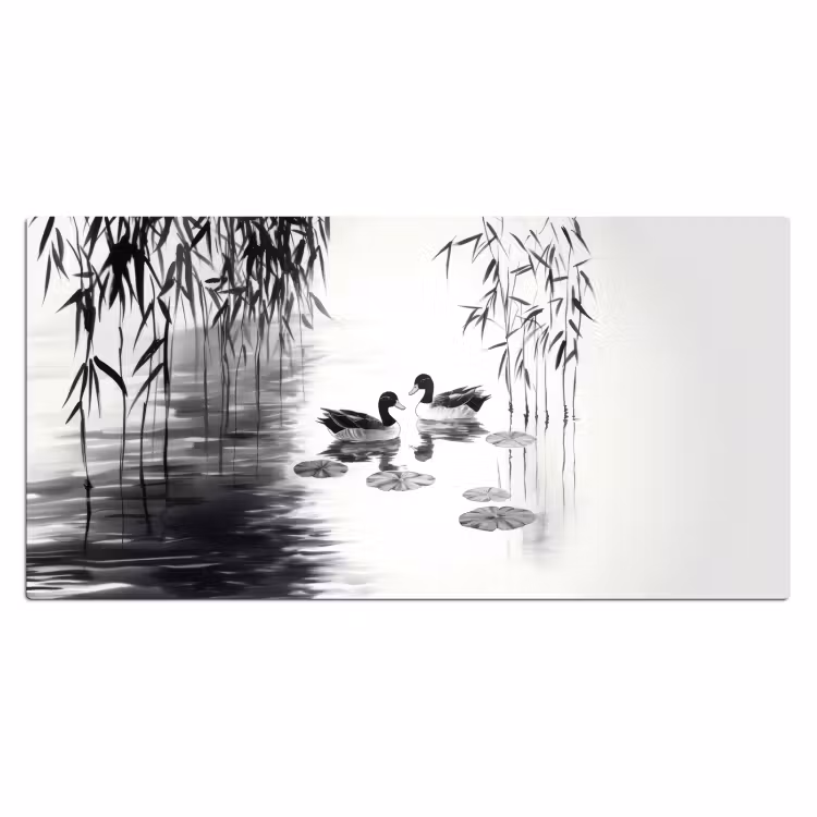Bureau onderlegger - Eenden - Waterlelies - Riet - Zwart — 1