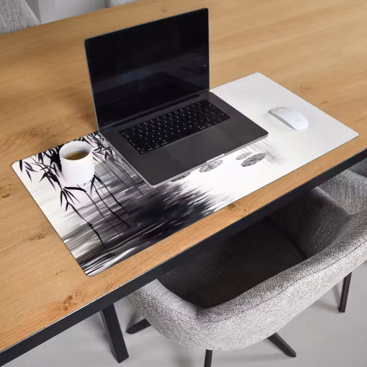 Bureau onderlegger - Eenden - Waterlelies - Riet - Zwart — 2