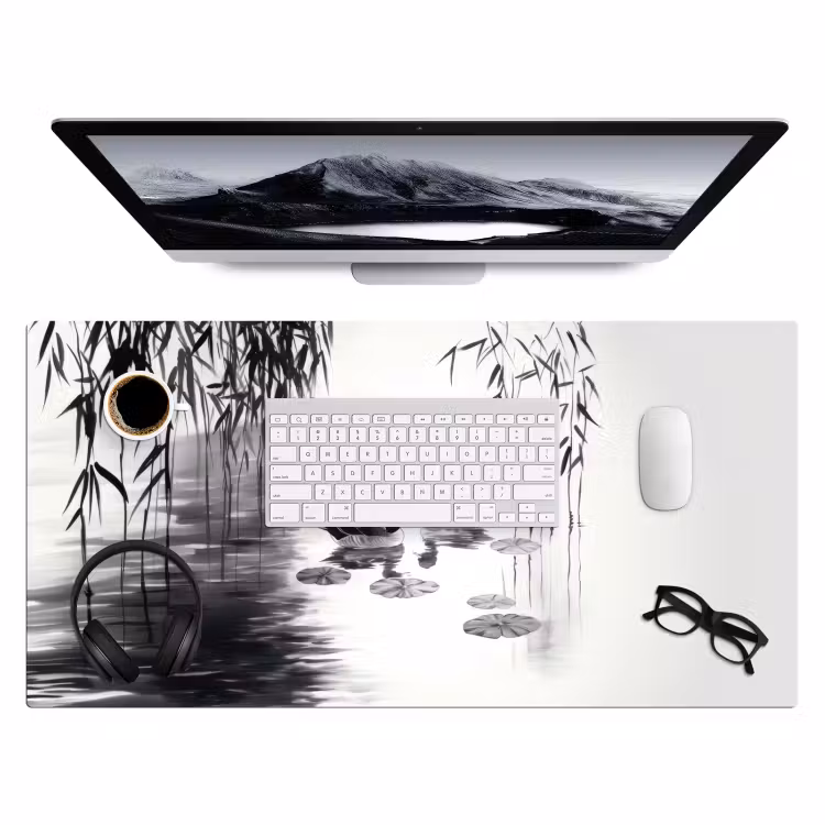 Bureau onderlegger - Eenden - Waterlelies - Riet - Zwart — 3
