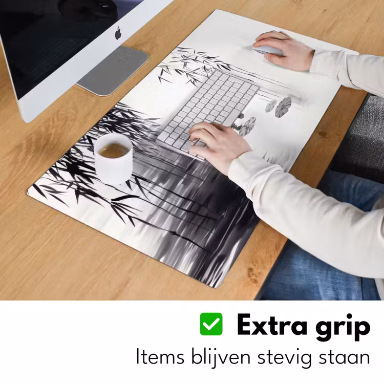 Bureau onderlegger - Eenden - Waterlelies - Riet - Zwart — 5