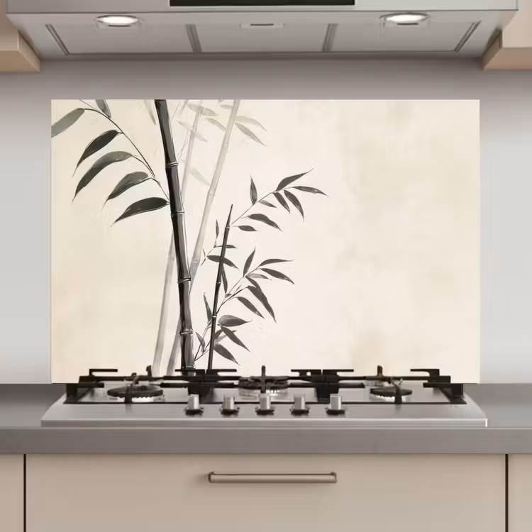 Spatscherm keuken - Japandi - Bamboe - Beige — 1