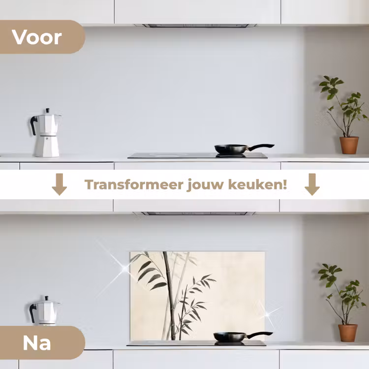 Spatscherm keuken - Japandi - Bamboe - Beige — 3