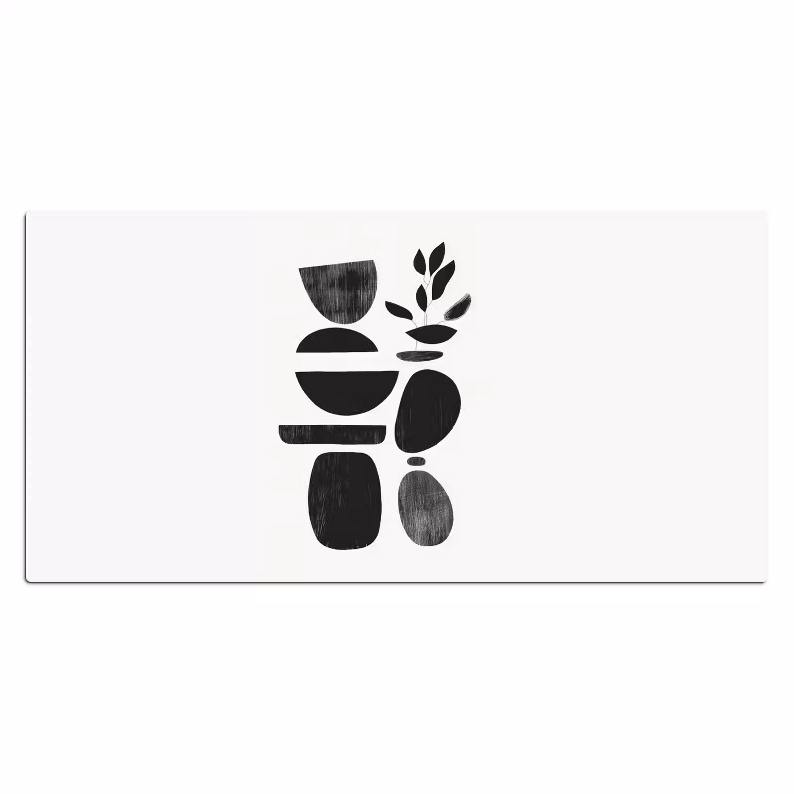 Bureau onderlegger - Japandi - Zwart - Abstract — 1