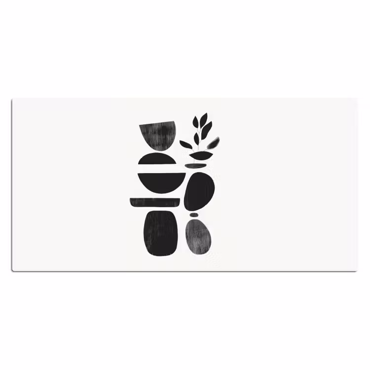 Bureau onderlegger - Japandi - Zwart - Abstract — 1