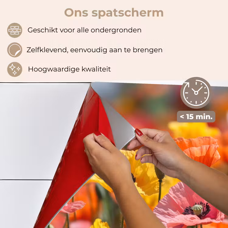 Spatscherm keuken - Bloemenveld - Klaprozen - Kleurrijk — 4
