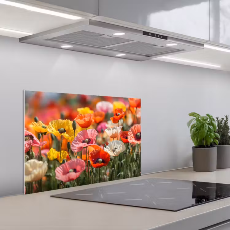 Spatscherm keuken - Bloemenveld - Klaprozen - Kleurrijk — 5