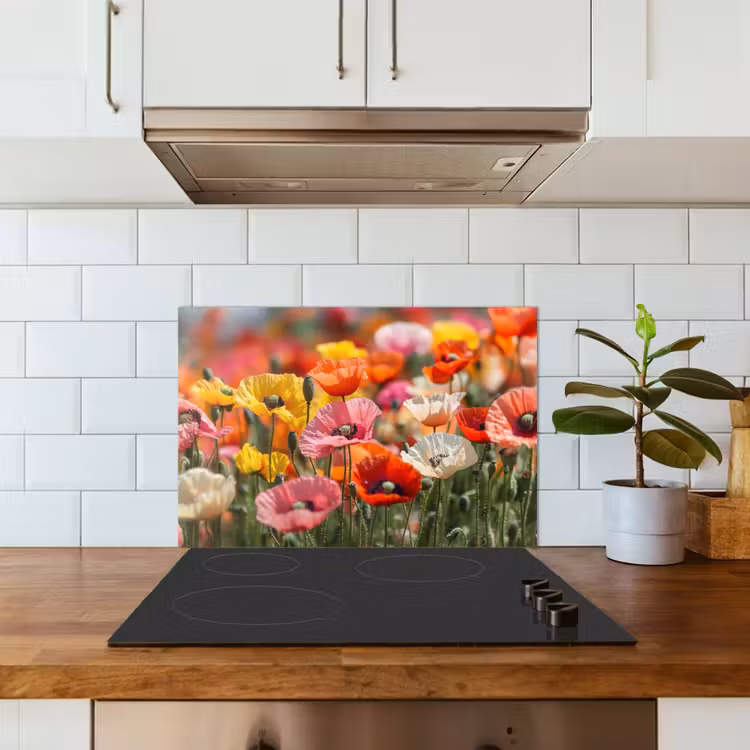 Spatscherm keuken - Bloemenveld - Klaprozen - Kleurrijk — 6