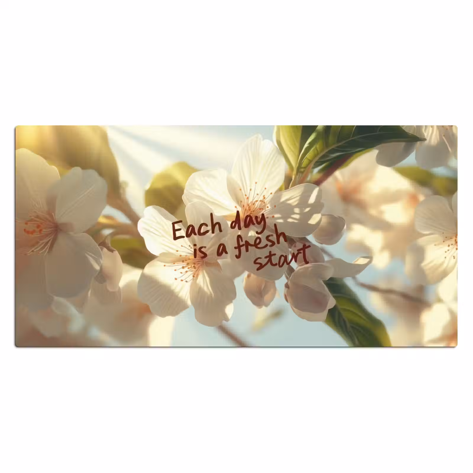 Bureau onderlegger - Bloesems - Zonlicht - Quote - Wit — 1