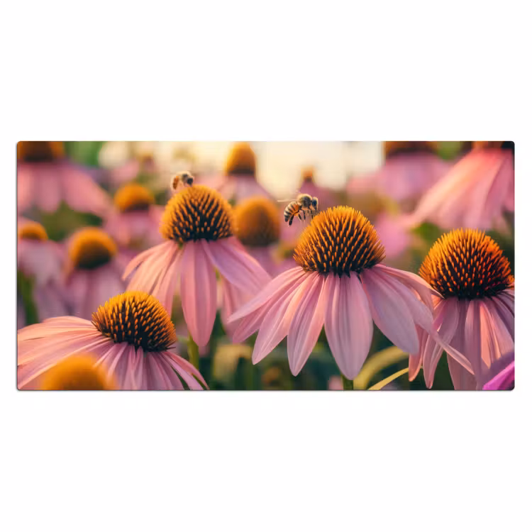 Bureau onderlegger - Bloemen - Paars - Bijen — 1