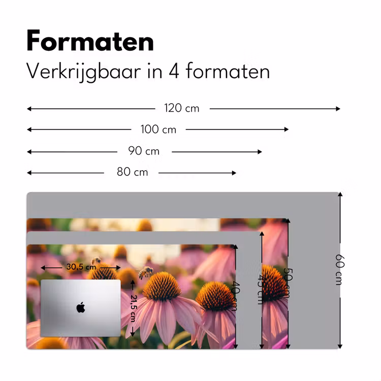 Bureau onderlegger - Bloemen - Paars - Bijen — 7