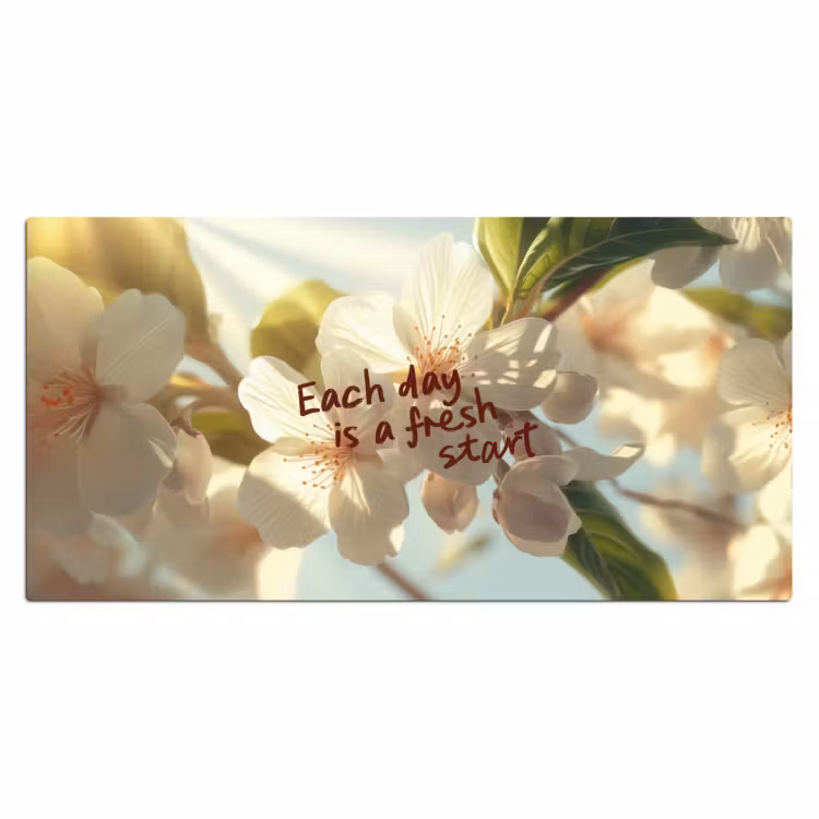 Bureau onderlegger - Bloesems - Zonlicht - Quote - Wit — 1