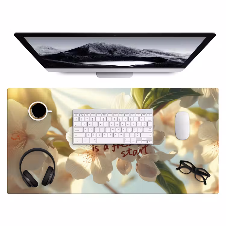 Bureau onderlegger - Bloesems - Zonlicht - Quote - Wit — 3