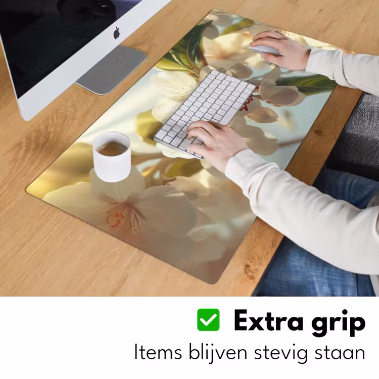 Bureau onderlegger - Bloesems - Zonlicht - Quote - Wit — 5