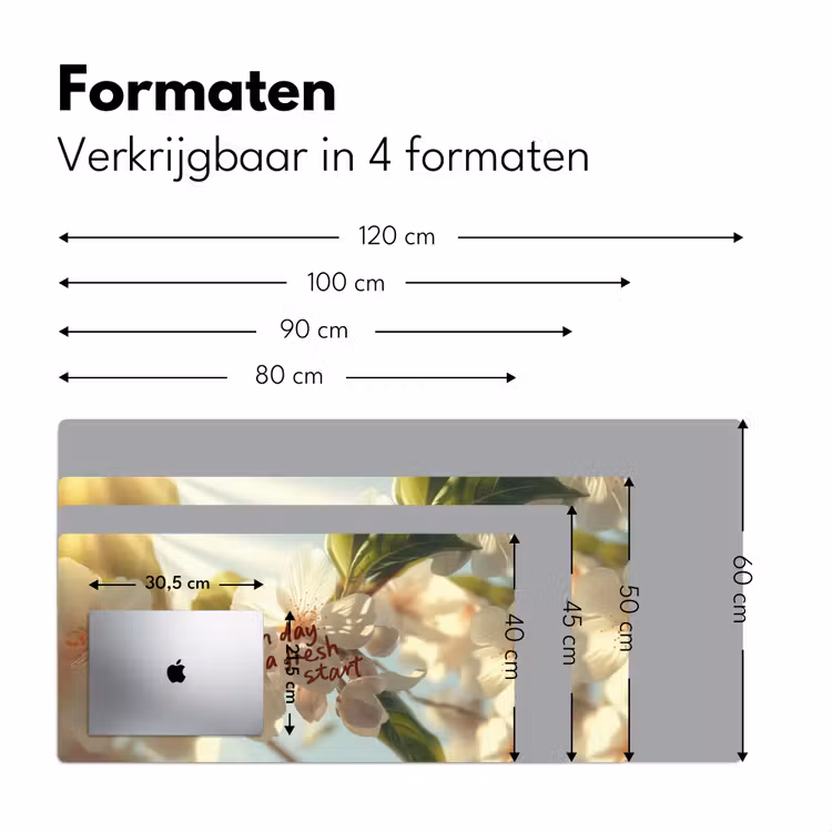 Bureau onderlegger - Bloesems - Zonlicht - Quote - Wit — 7