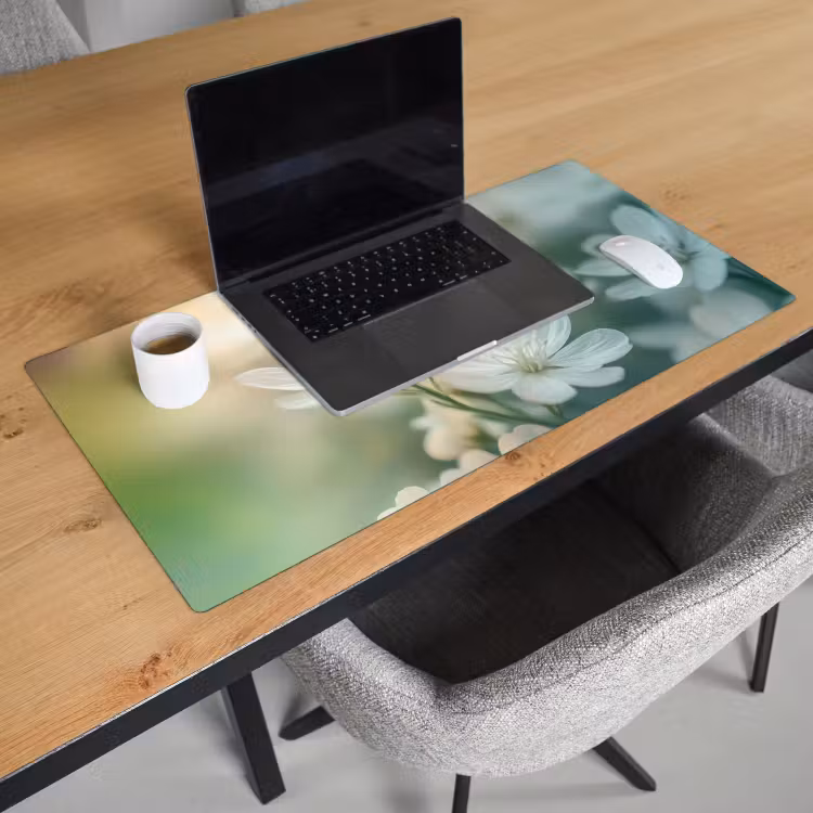 Bureau onderlegger - Lieveheersbeestje - Bloemen - Wit — 2