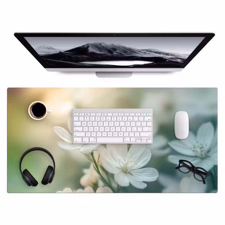 Bureau onderlegger - Lieveheersbeestje - Bloemen - Wit — 3