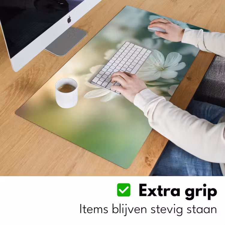 Bureau onderlegger - Lieveheersbeestje - Bloemen - Wit — 5