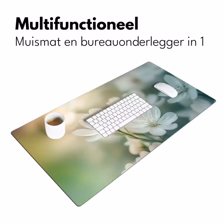 Bureau onderlegger - Lieveheersbeestje - Bloemen - Wit — 6