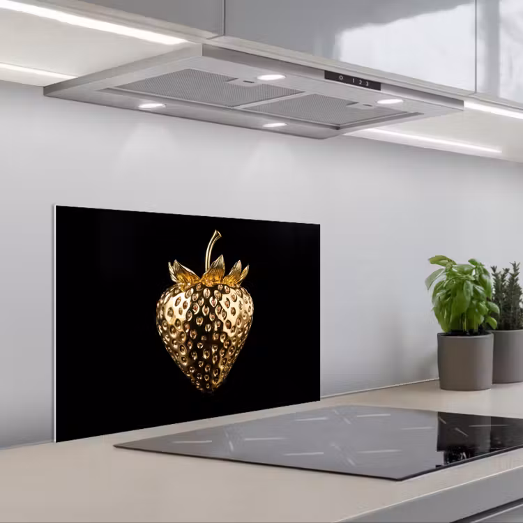 Spatscherm keuken - Aardbei - Goud - Zwart - Chrome — 5