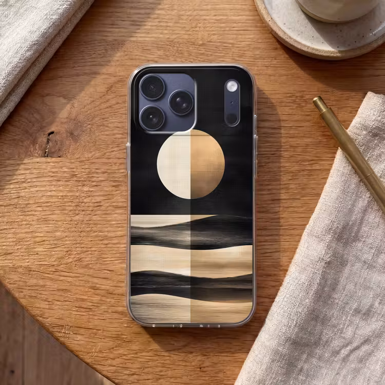 Telefoonhoesje Softcase - Maan - Cirkel - Goud — 2