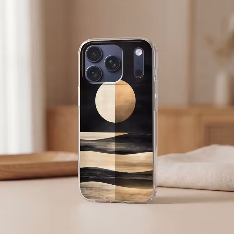 Telefoonhoesje Softcase - Maan - Cirkel - Goud — 3