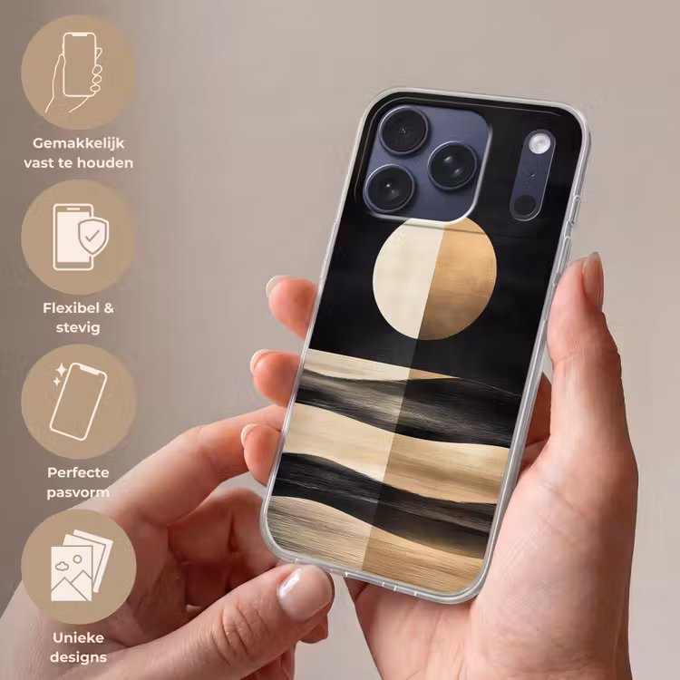 Telefoonhoesje Softcase - Maan - Cirkel - Goud — 4