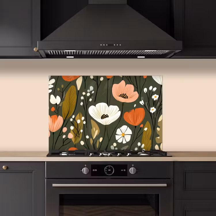 Spatscherm keuken - Bloemen - Illustratie - Groen — 2
