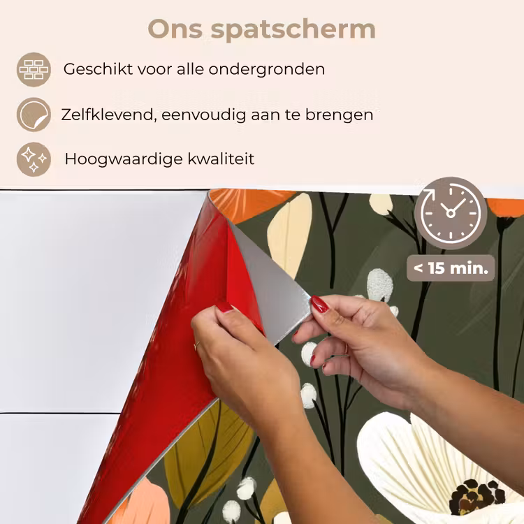 Spatscherm keuken - Bloemen - Illustratie - Groen — 4