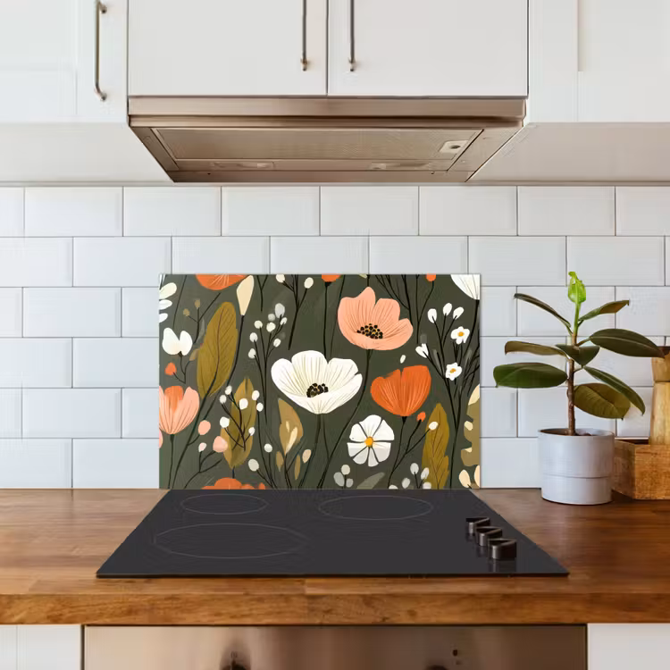 Spatscherm keuken - Bloemen - Illustratie - Groen — 6