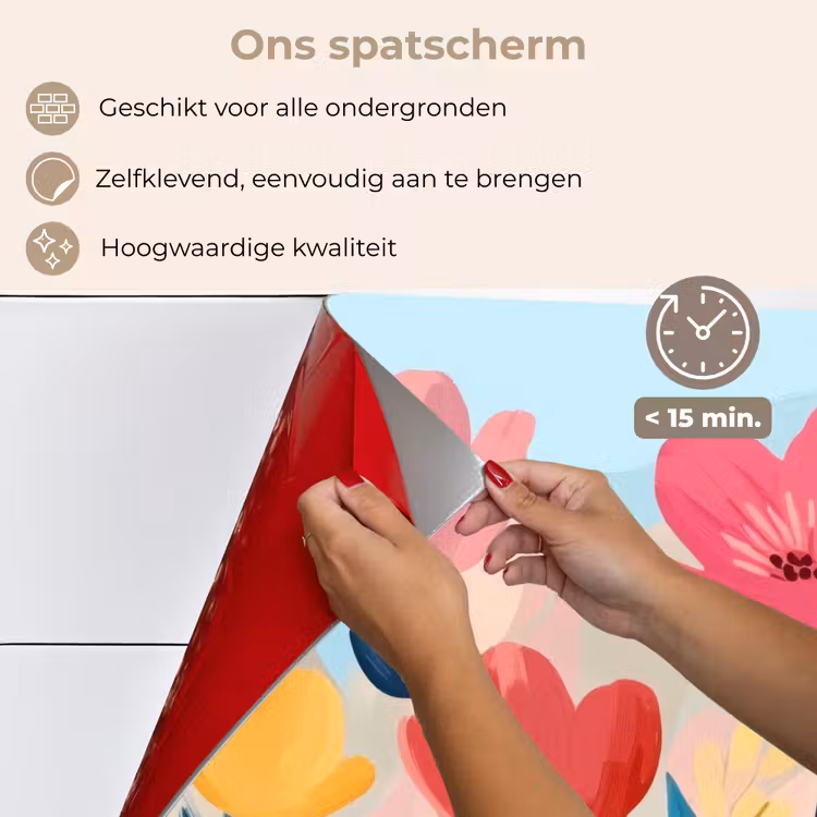 Spatscherm keuken - Illustratie - Bloemen - Kleurrijk — 4