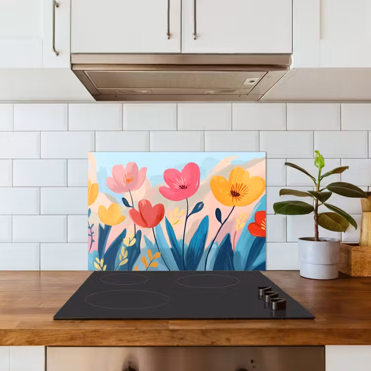 Spatscherm keuken - Illustratie - Bloemen - Kleurrijk — 6