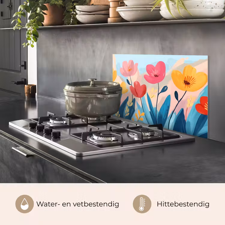 Spatscherm keuken - Illustratie - Bloemen - Kleurrijk — 7