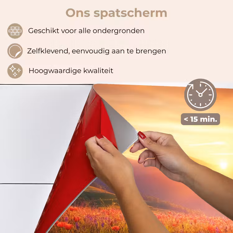 Spatscherm keuken - Landschap - Zonsondergang - Bloemenveld — 4