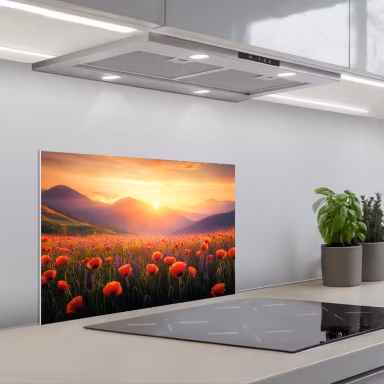 Spatscherm keuken - Landschap - Zonsondergang - Bloemenveld — 5