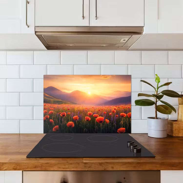 Spatscherm keuken - Landschap - Zonsondergang - Bloemenveld — 6