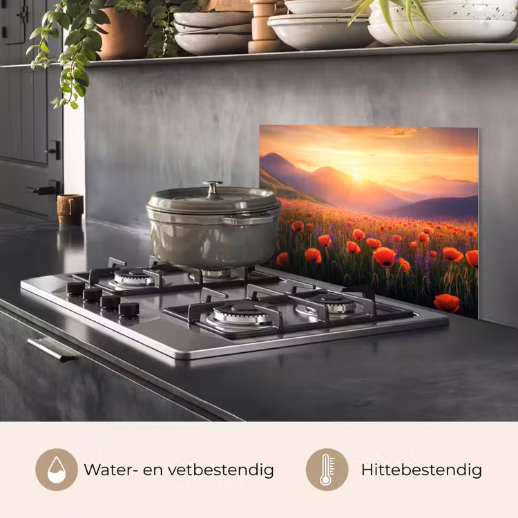 Spatscherm keuken - Landschap - Zonsondergang - Bloemenveld — 7