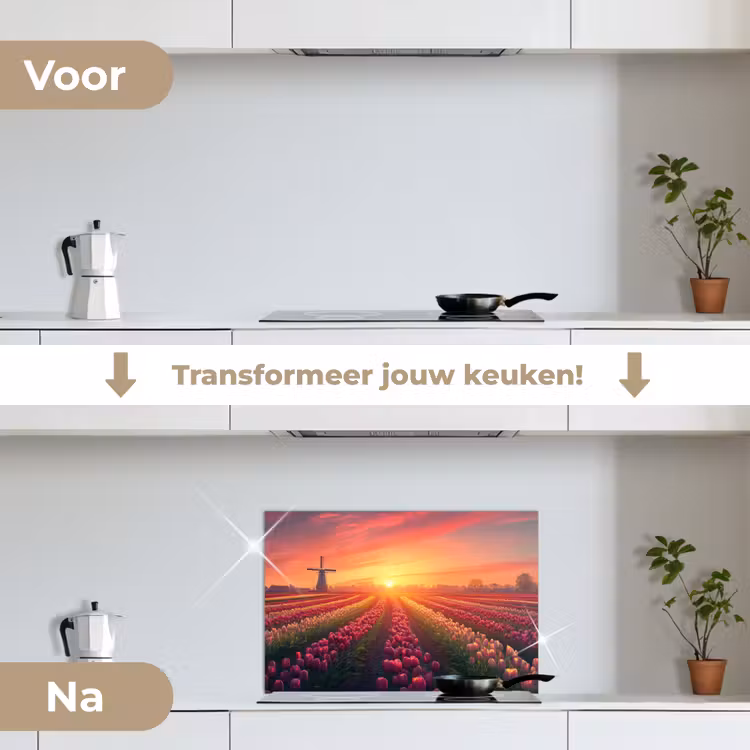 Spatscherm keuken - Windmolen - Zonsondergang - Landschap — 3