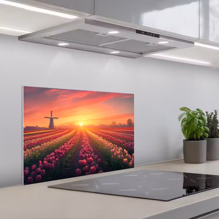 Spatscherm keuken - Windmolen - Zonsondergang - Landschap — 5