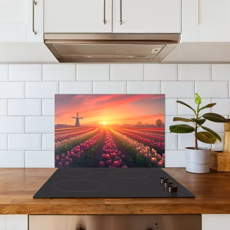 Spatscherm keuken - Windmolen - Zonsondergang - Landschap — 6