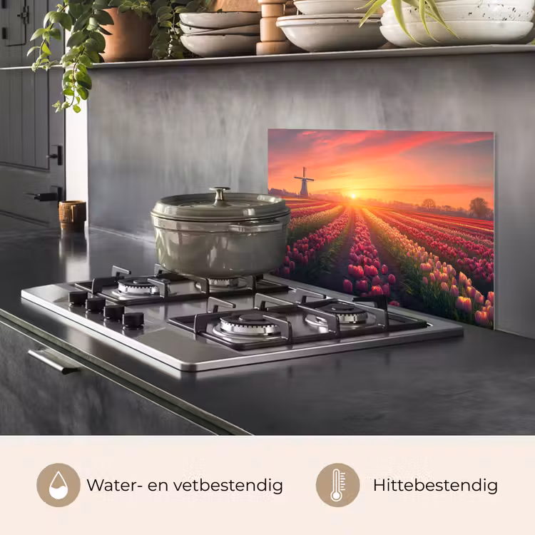 Spatscherm keuken - Windmolen - Zonsondergang - Landschap — 7