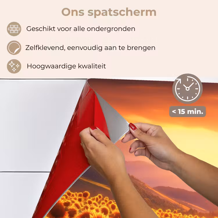 Spatscherm keuken - Zonnebloemen - Zonsondergang - Landschap — 4