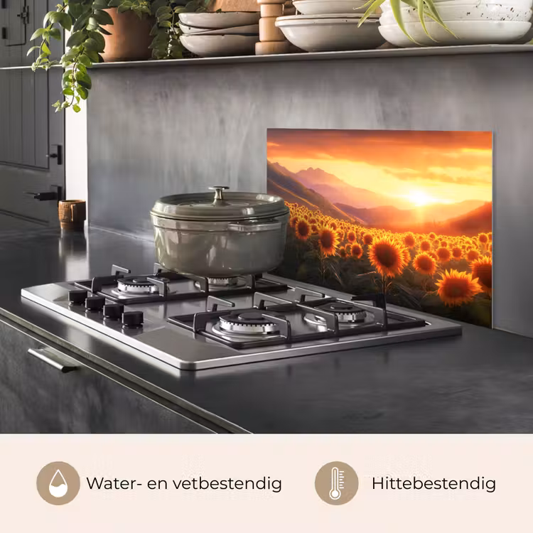 Spatscherm keuken - Zonnebloemen - Zonsondergang - Landschap — 7