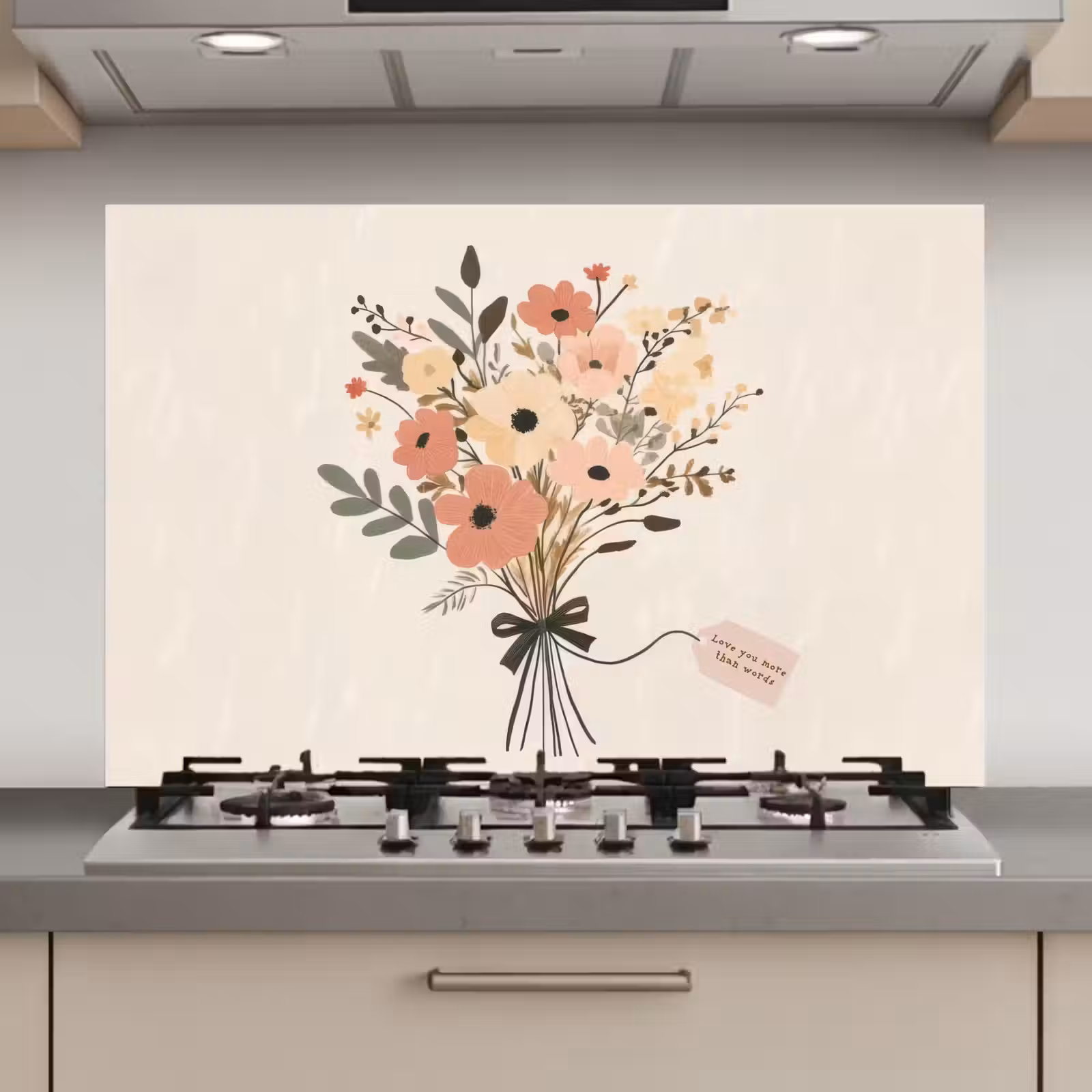 Spatscherm keuken - Bloemen - Quote - Beige - Lint — 1